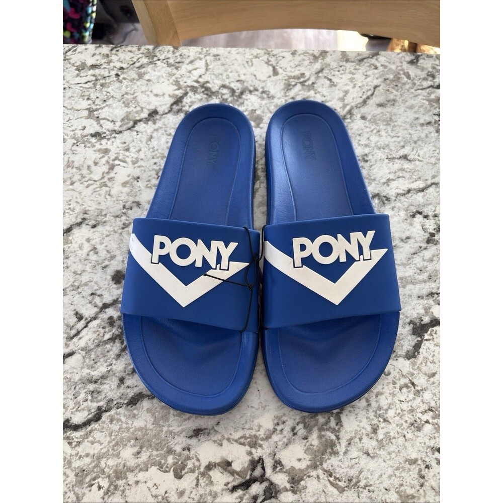 NWT Men's Blue Waterproof PONY Slides Sz 10 M Sandals Swim Style Boat Dock